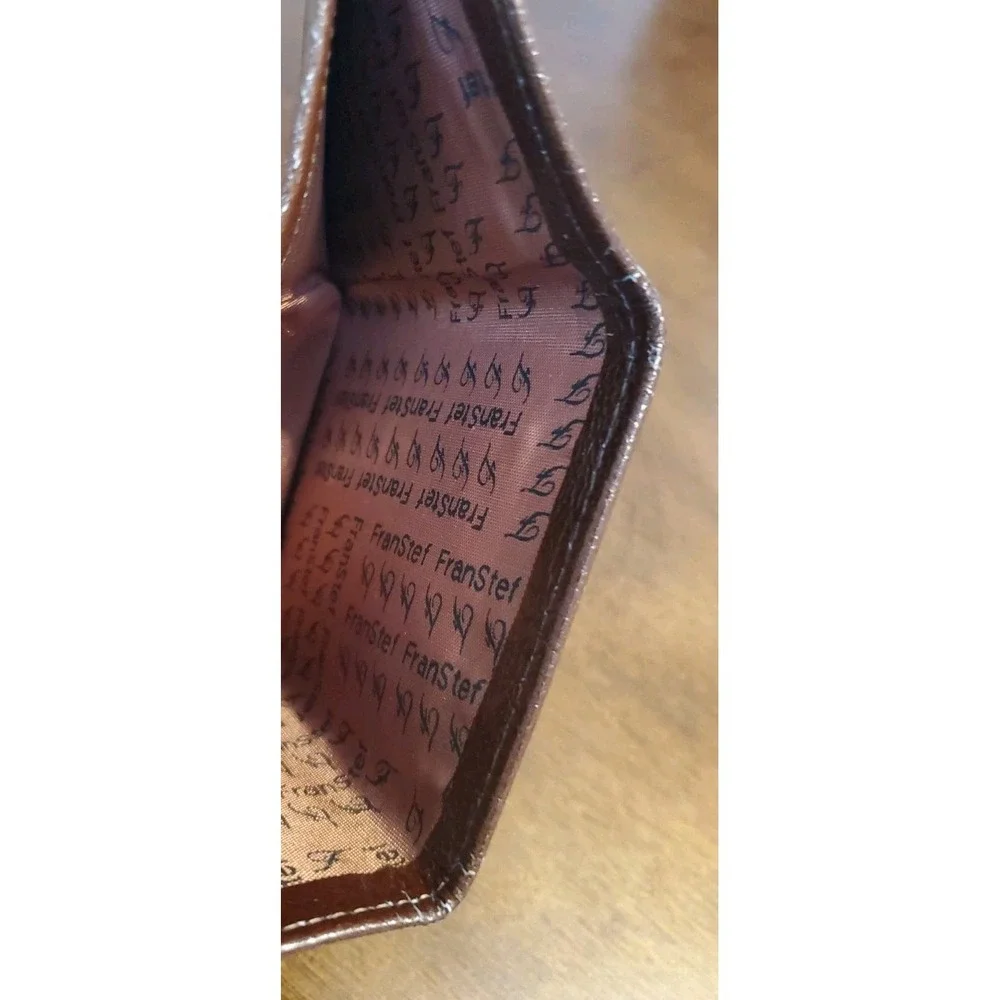 Fran Stef Top Grain Leather Wallet Tri-Fold Dark Brown Thin Mens Wallet
